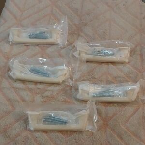 Set of 5 White Metal Cabinet Pulls with Screws